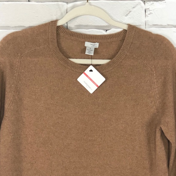 Halogen Cashmere Crew Neck Sweater Tan Camel NWT - Picture 3 of 6